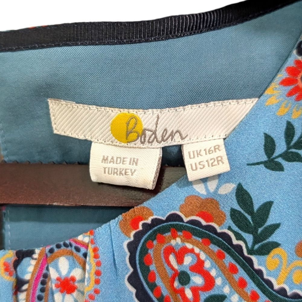 Boden Blue Paisley Long Sleeve Maxi Dress with Pockets - Size US 12R - Picture 5 of 6